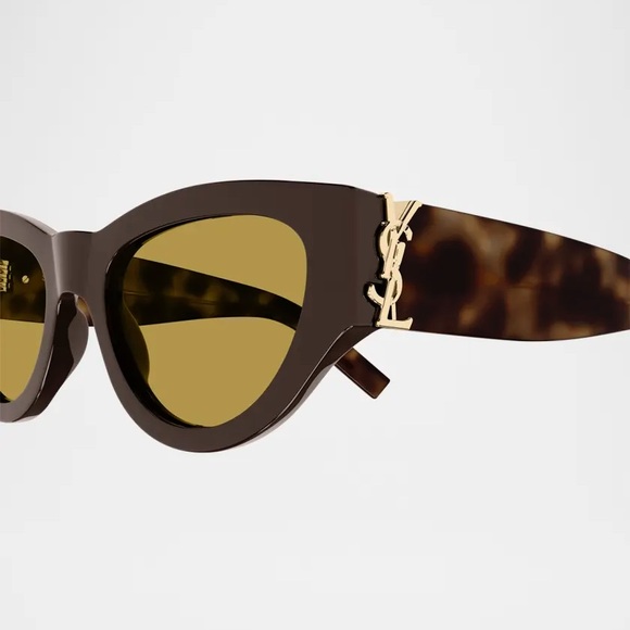 Saint Laurent Accessories - YSL Brown Sunglasses with Gold Accents